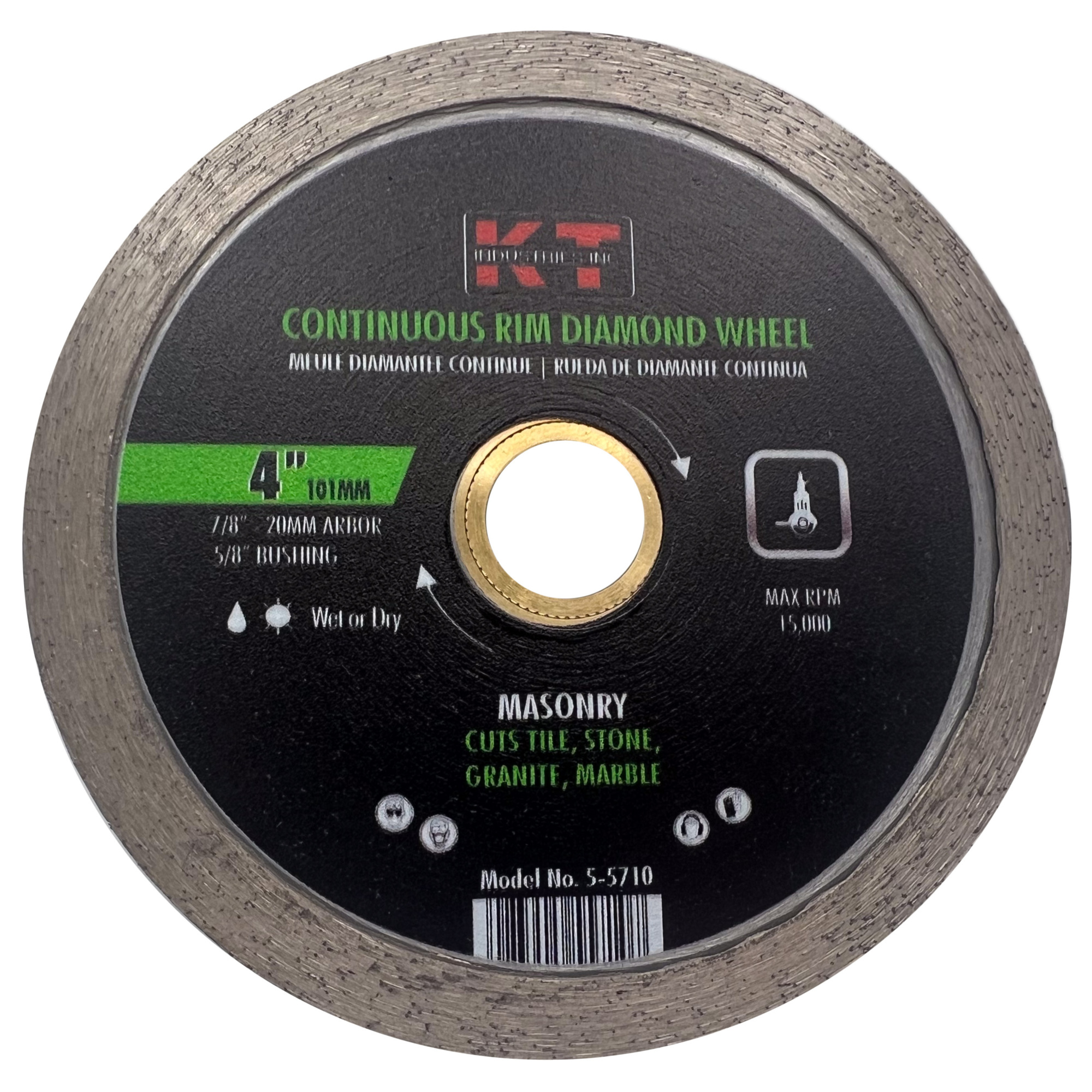 K-T Industries Continuous Diamond Blade — 4in. x .060in. x 5mm, Wet or Dry Cutting, Model# 5-5710